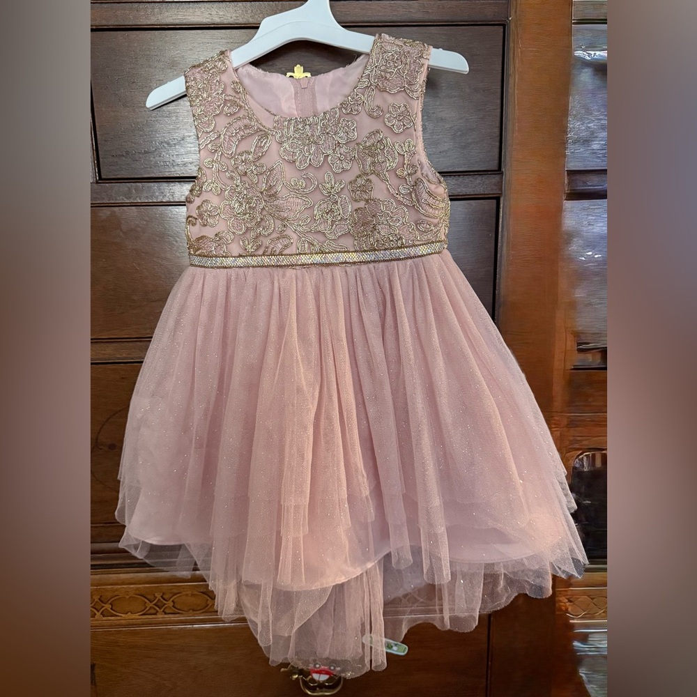 Rare Editions Pink Dress with Gold Accents